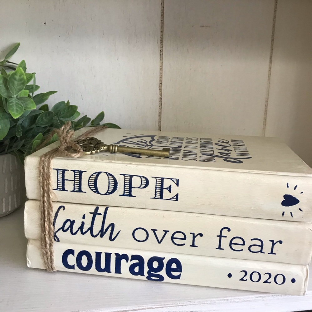 Handcrafted Distressed Book Stack Decor - Picture 3 of 8